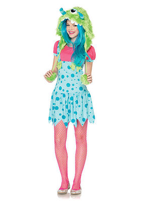 2PC. Jr. One-Eyed Erin Costume Set Suspender Dress And Monster Hood With Pom Pom Ties