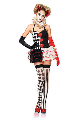 2PC. Sweetheart Harlequin Costume Set With Halter Tutu Dress And Ruffle Neck Piece
