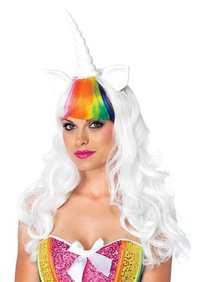 2PC. Unicorn Kit,Unicorn Wig With Adjustable Elastic Strap And Rainbow Tail
