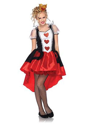 3PC. Costume Set Wonderland Queen Includes Dress, Removable Back Bow And Crown Headpiece