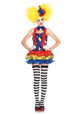 3PC. Giggles The Clown Costume Set With Suspender Tutu Dress, Bow Tie And Hat