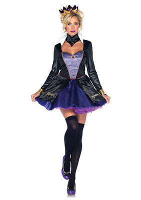 4PC. Evil Queen Costume Set With Dress, Neck Piece, Wrist Cuffs And Crown