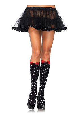 Acrylic Polka Dot Knee Highs With Woven Bow Accent