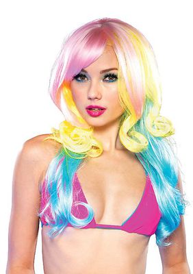 Carousel Pastel Rainbow Wig With Adjustable Elastic Strap