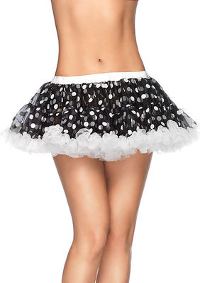 Chiffon Mini Petticoat With Flocked Polka Dots