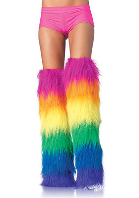 Furry Neon Rainbow Thigh Highs
