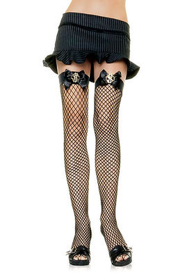 Industrial Net Thigh Highs With Dollar Sign And Bow Top