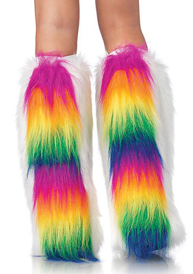 Rainbow Back Furry Leg Warmers