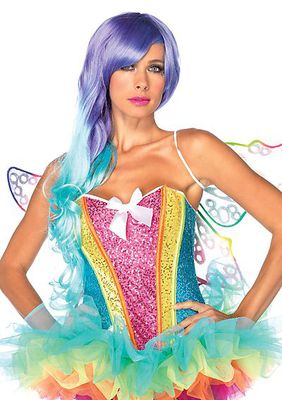 Rainbow Sequin Corset With Support Boning