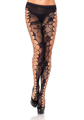 Rose Lace Pantyhose With Kaleidoscope Net Side Detail