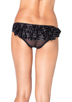 Sheer Panty With Satin Rhumba Ruffle Back
