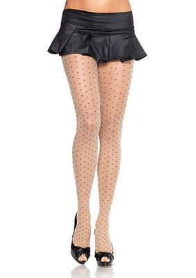 Sheer Pantyhose With Contrast Woven Dots