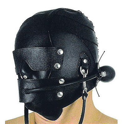 Edle BDSM Maske aus Leder mit Knebel  Ledapol LE5236