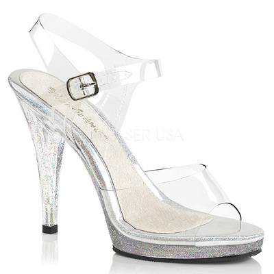 Knöchelriemen Sandalette mit Glitter FLAIR-408MG transparent