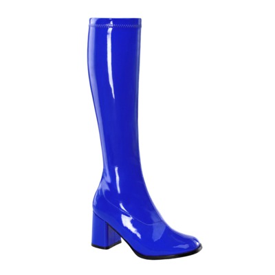 Kniehoher Stiefel mit Blockabsatz GOGO-300 Lack blau