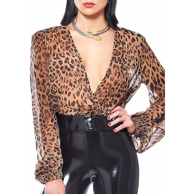 Transparente Leopard Damen Blouse