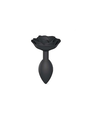 Analplug - Schwarz Größe L mit Rose
