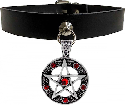 Halsband mit Pentagramm rot