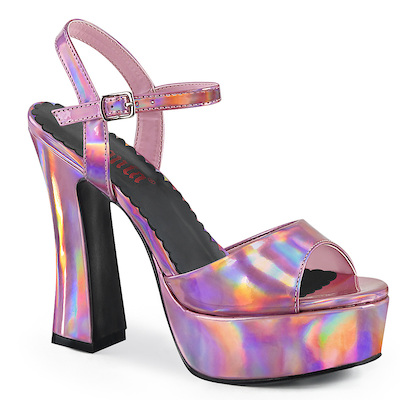 Pink Hologramm Sandalette mit Blockabsatz