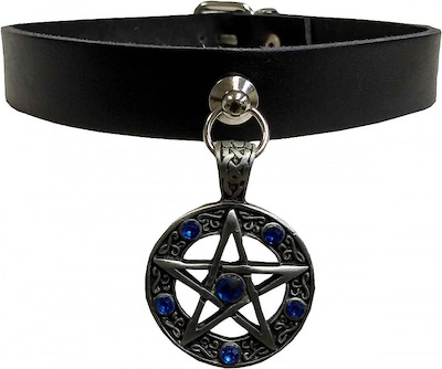 Pentagramm Halsband - blaue Steine