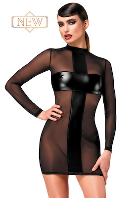 Crossfire Mesh & Wetlook Mini Kleid