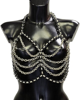 Kettentop schwarz/gold mit Neckholder