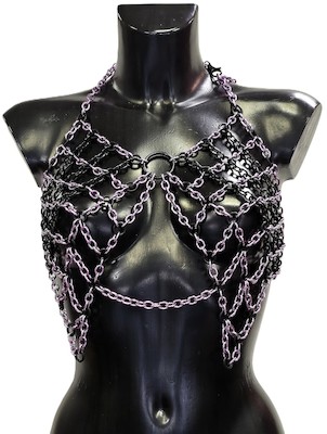 Kettentop lila und schwarz mit Ring