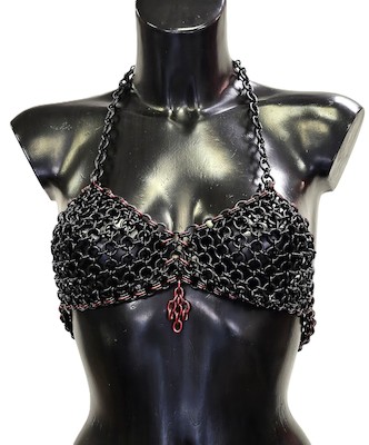 Kettentop rubinrot und schwarz