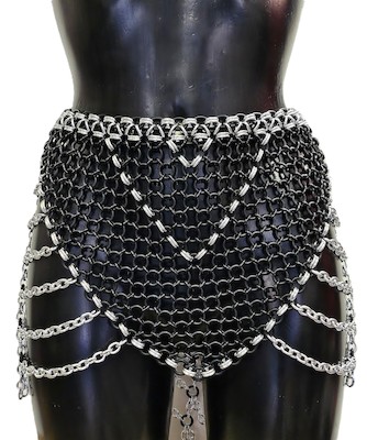 Schwarz silberner Kettenrock
