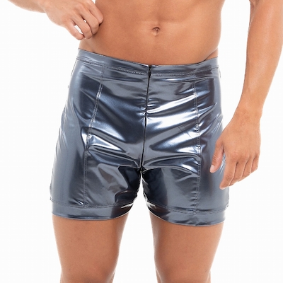 Herren Shorts aus silber blauem Lack