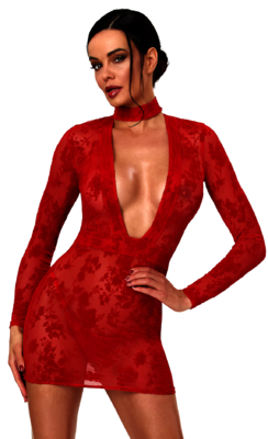 Lovebite Plunging V Mini Kleid