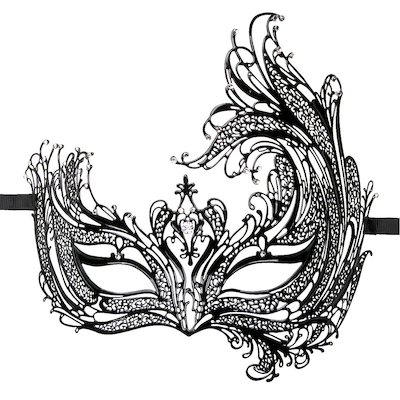 Oppulente schwarze Metall-Maske mit Strass