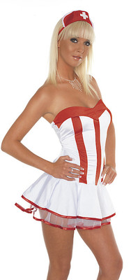 Schwestern-Kostüm, 3-tlg. weiß/rot
