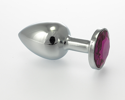 Butt-Plug Metall mit Kristallstein rubinrot