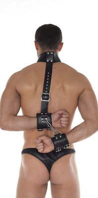 Hals-/Arm/Rückenfesseln Leder schwarz