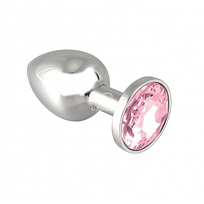 Butt-Plug Metall mit Kristallstein rosa