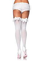 Nylon Stocking With Bow And Lace Ruffle