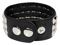 Kunstlederarmband - 3 R. Pyramidennieten