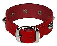 Lederarmband / Rot 1 R. Spitznieten