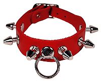 Lederarmband / Rot 1 R. Killernieten mit Ring