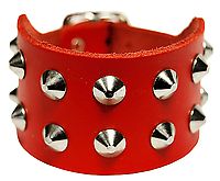 Lederarmband / Rot 2 R. Spitznieten