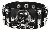 Kunstlederarmband - Totenkopf & Patronen