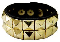 Kunstlederarmband - 2 Reihe Pyramiden