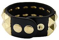 Kunstlederarmband - 2 Reihe Pyramiden