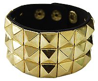 Kunstlederarmband - 3 Reihe Pyramiden