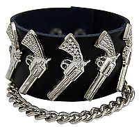 Lederarmband - Pistolen und Kette