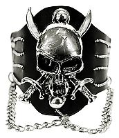 Lederarmband / Totenkopf mit Schwertern