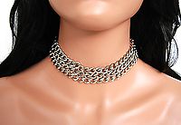 Lederhalsband / 3-reihige Kette