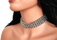 Lederhalsband / 3-reihige Kette