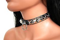 Lederhalsband / Pyramidennieten & Ring
